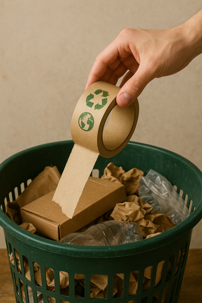 Descarte ecologicamente correto de  fitas adesivas sustentáveis