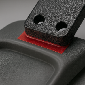 União adesiva forte e duradoura entre plástico e metal utilizando fita vermelha Suliflex.